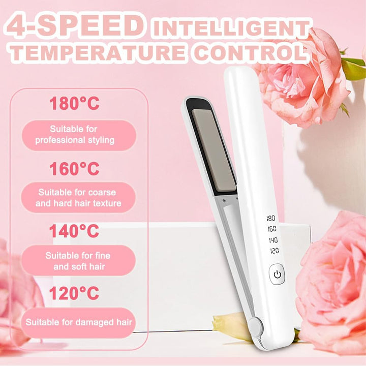 Vmxlso Mini Glätteisen Kabellos, Reise Glätteisen Mini, Kabelloses Glätteisen mit 4 Temperaturen, 32