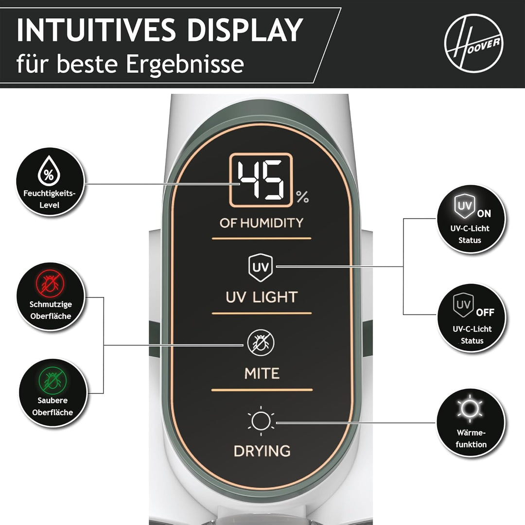 Hoover Milbensauger für Matratzen & Polster, mit Staubsensor & UV-Licht zur Entfernung von Staubmilb