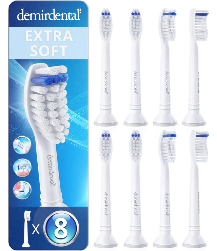8er demirdental Ersatzbürsten passend für Philips Sonicare, Extra Soft Aufsätze & Aufsteckbürsten, e