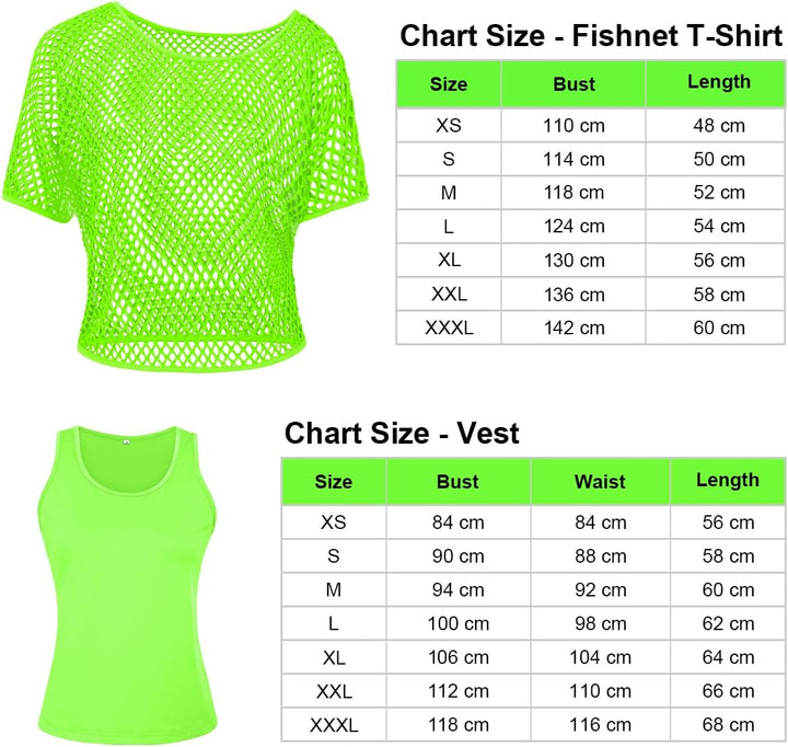 80er 90er Jahre Outfit Damen, Netzshirt, Tank top, Beinwärmer, Netzhandschuhe, Kostüm 80er Jahre Net