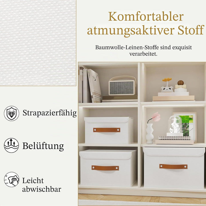 OUTBROS 3 Stück Aufbewahrungsboxen mit Deckel, 38 x 25 x 25 cm, faltbare Stoffboxen, Aufbewahrungskö
