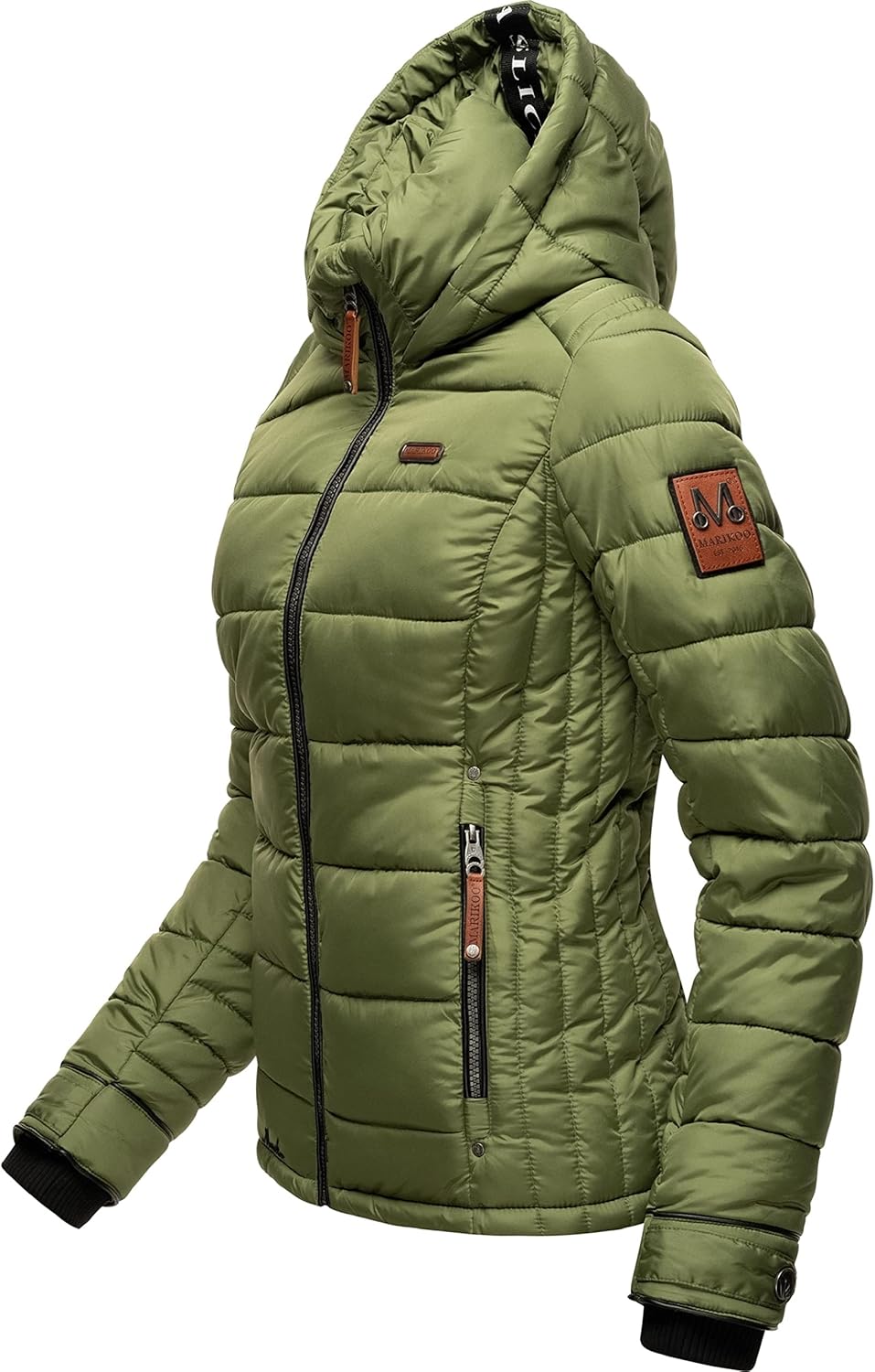MARIKOO Damen Winterjacke Steppjacke mit abnehmbarem Kunstfell Lerikaa XS-3XL XXL Olive, XXL Olive