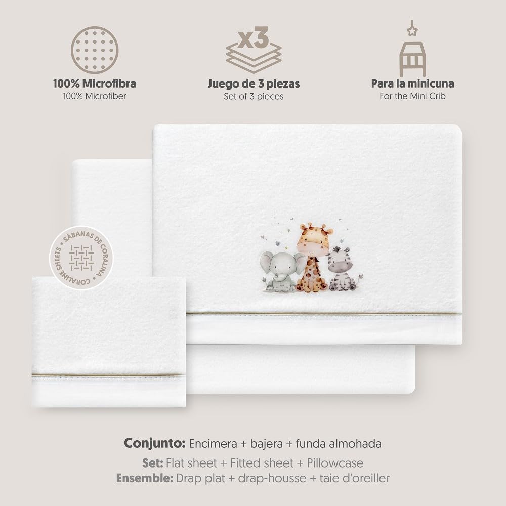 Interbaby - Bettwäsche-Set für Kinderbett, 50 x 80 cm, Baby - Winter-Bettwäsche aus Coralina-Stoff -