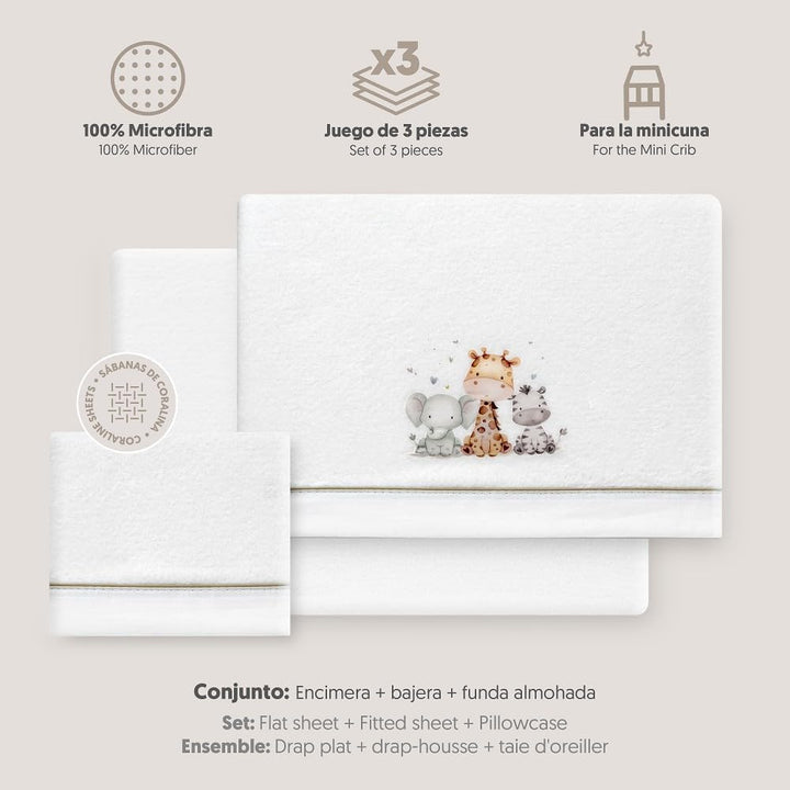 Interbaby - Bettwäsche-Set für Kinderbett, 50 x 80 cm, Baby - Winter-Bettwäsche aus Coralina-Stoff -