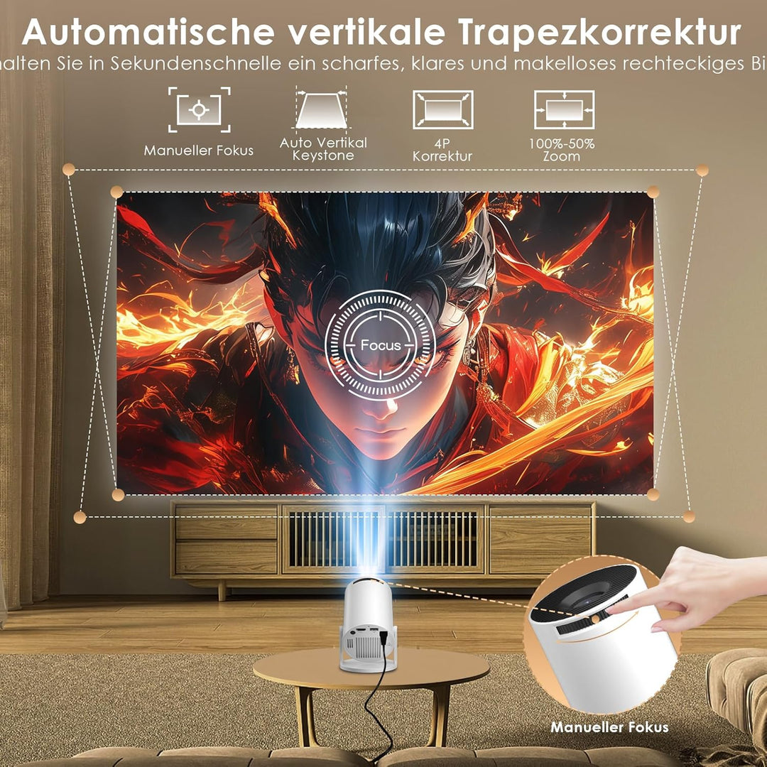 Salange Mini Beamer 2026,8K Unterstützt Smart Projektor Android, Tragbarer mit WiFi 6 und Bluetooth