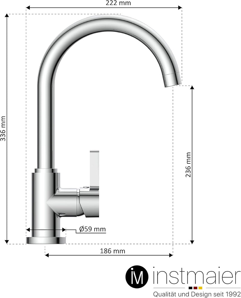 instmaier K3 Küchenarmatur | Wasserhahn Küche | Spültischarmatur mit hohem Auslauf | Armatur für Küc