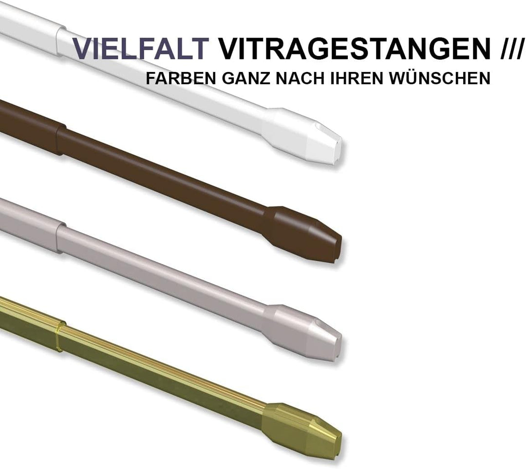 Interdeco Vitragestangen/Scheibenstangen Weiss (2 Stück), ausziehbar 100-180 cm, 100-180 cm