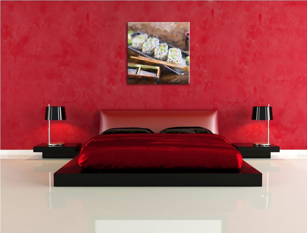 Pixxprint köstliche Inside Out Sushi Rollen, Format: 70x70 auf Leinwand, 70x70