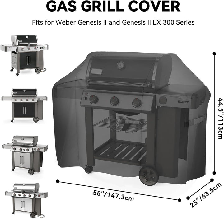 Onlyfire Grill Abdeckung Abdeckhaube (für Weber Genesis & II & II LX 300), witterungsbeständig, Anti