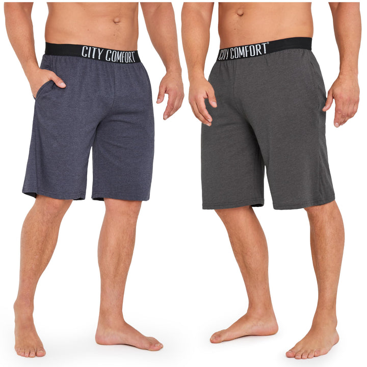 CityComfort Pyjama Shorts Herren, Kurze Schlafanzughose Herren mit Seitentaschen &amp; Elastischem Bund