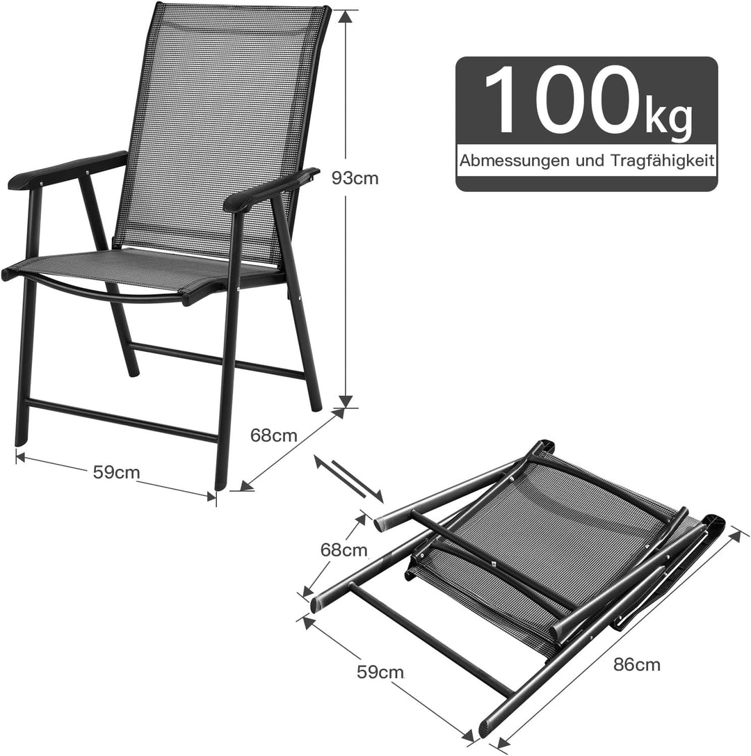 GOPLUS 2er Set Klappstuhl für Indoor und Outdoor, Gartenstuhl mit Rückenlehne und Armlehne, Balkonst