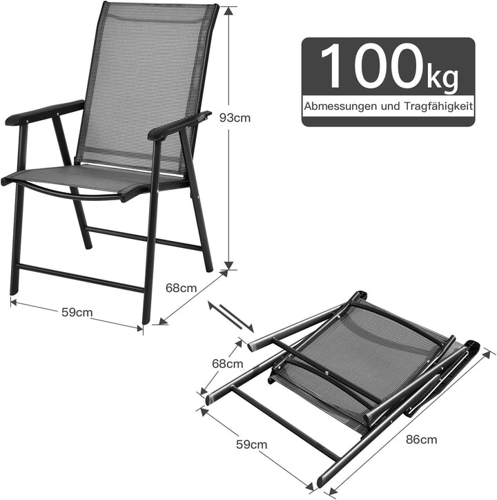 GOPLUS 2er Set Klappstuhl für Indoor und Outdoor, Gartenstuhl mit Rückenlehne und Armlehne, Balkonst