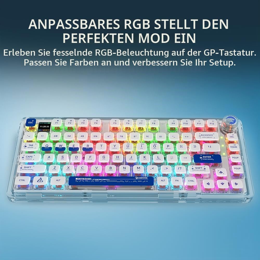 GAMEPOWER Gasket Pro X Kabellose Mechanische Gaming Tastatur, 75% Layout, Triple Mode Wireless, Blue