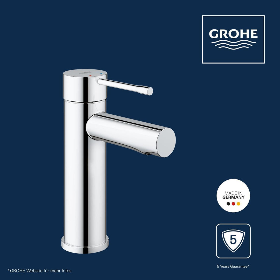 GROHE Essence - Einhand-Waschtischarmatur (wassersparend, mit Temperaturbegrenzer, S-Size), chrom, 3