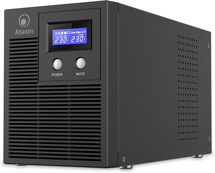 Atlantis A03-HP3003P Pure Sinuswelle 2000VA 1400W Line Interactive, LCD-Display, USB-HID-Anschluss,