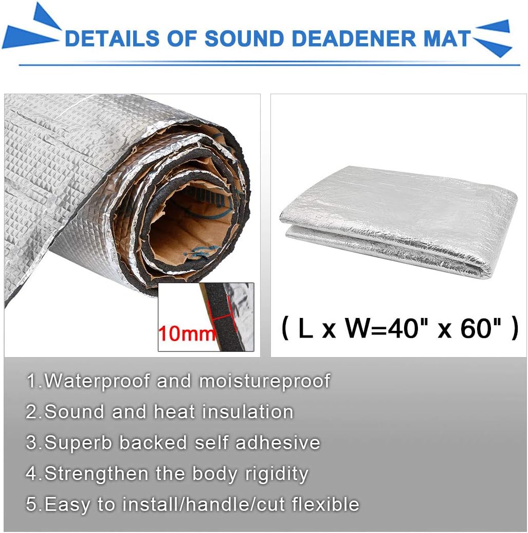 sourcing map 394mil 16.36sqft Anti Dröhn Wärmedämmungsmatte selbstklebend Dämmmatte Auto Motor Audio