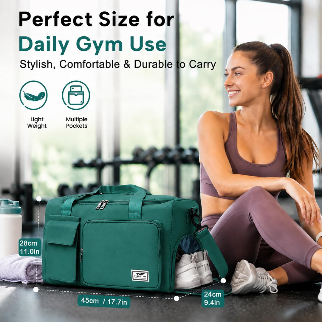 FIORETTO 35L Damen Sporttasche, Faltbare Reisetasche mit Schuhfach & Nassfach, Wasserabweisende Week