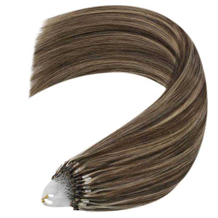 YoungSee Microring Extensions Echthaar Braun 50cm Microring Hair Extensions Micro Loop Extensions Ec
