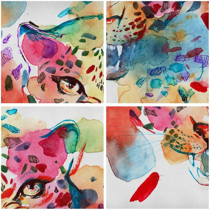 Bilder auf Leinwand Farbe Konzept Katze Leinwandbild mit Rahmen 70x50cm Wandbilder Dekoration Wohnzi