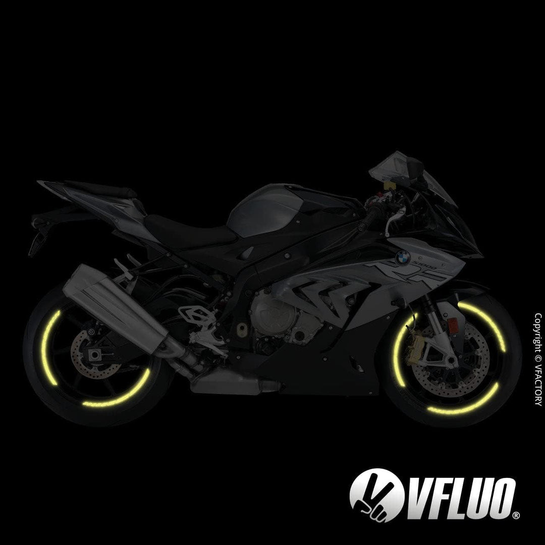 VFLUO - Kit Reflektierende Felgenrandaufkleber GP Motorrad, Aufkleber für 1 Rad 3M™-Technologie™, 36