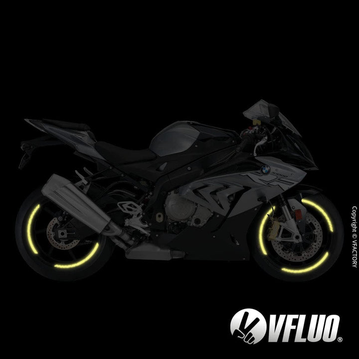 VFLUO - Kit Reflektierende Felgenrandaufkleber GP Motorrad, Aufkleber für 1 Rad 3M™-Technologie™, 36