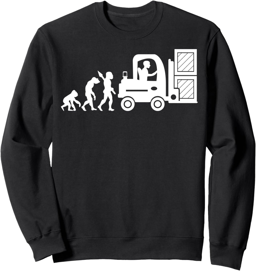 Stapler Fahrer Lagerist Gabelstapler Evolution Fun Arbeit Sweatshirt
