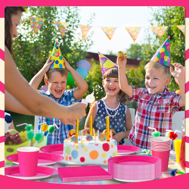 Nkaiso Rot Partygeschirr, 96 Stück Bunt Pappteller, Party Pappteller Becher Servietten Partyteller P