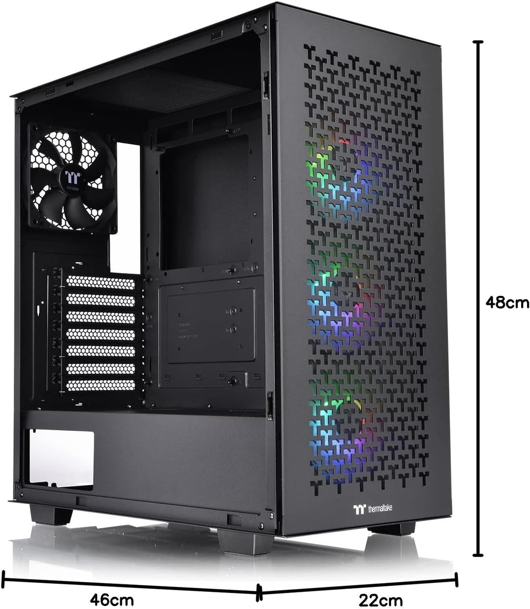 Thermaltake V350 TG ARGB Air Black | PC-Chassis | Mid-Tower-ATX-Gehäuse | 4mm gehärtetes Glas | 4X L