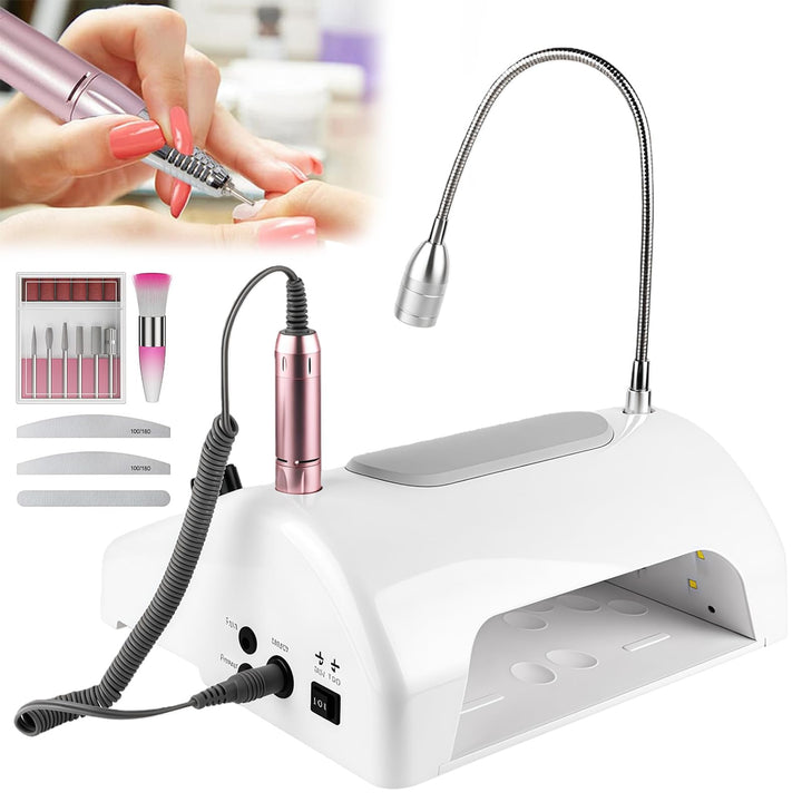 Elektrischer Nagelfräser, 5 in 1 Professionell Elektrischen Nagelbohrmaschine mit 360° Rotatable LED