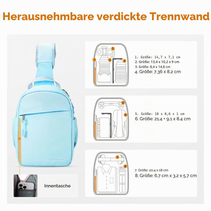 K&amp;F CONCEPT Kameratasche, Kamera Sling Tasche Schultertasche Fotorucksack Klein, Wasserdichter Kamer