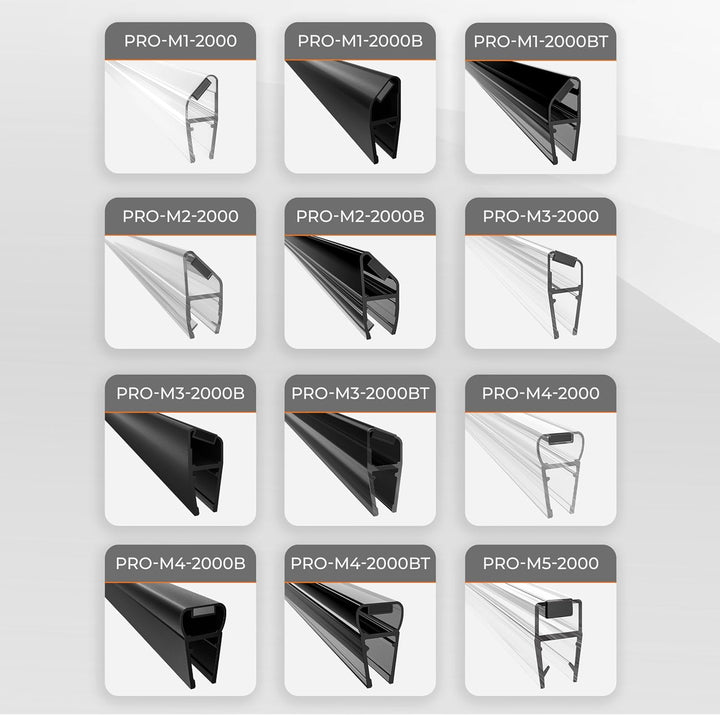 WAKA® Premium SET Magnet - Duschdichtung & Duschtür PRO-M3 Duschdichtungen für Duschtüren Optisch Sc
