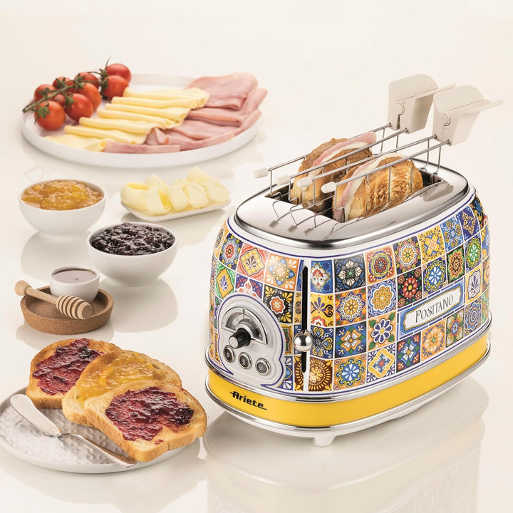 Ariete 155 Toaster Positano, 810 W, 2 Scheiben, 6 Bräunungsstufen, Krümelschublade, Defrost-Funktion