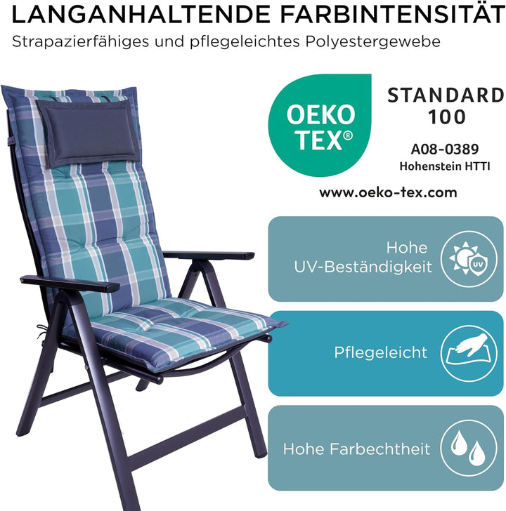 gardisun Gartenstuhlauflagen Hochlehner mit Kopfteil I Extra Dicke Sitzauflagen I Made in Europe I P
