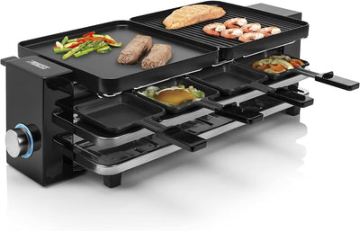 Princess Piano Raclette - für bis zu 8 Personen, multifunktional, 1200 Watt, Aluminiumguss-Platte, 8