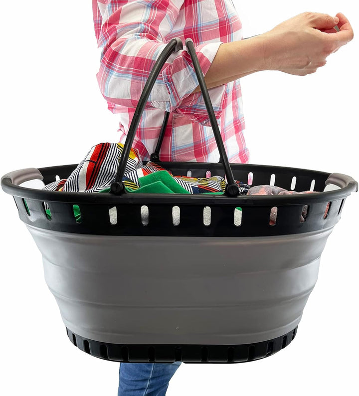 SAMMART 25L zusammenklappbarer Wäschekorb aus Kunststoff – faltbarer Pop-Up-Aufbewahrungsbehälter/Or