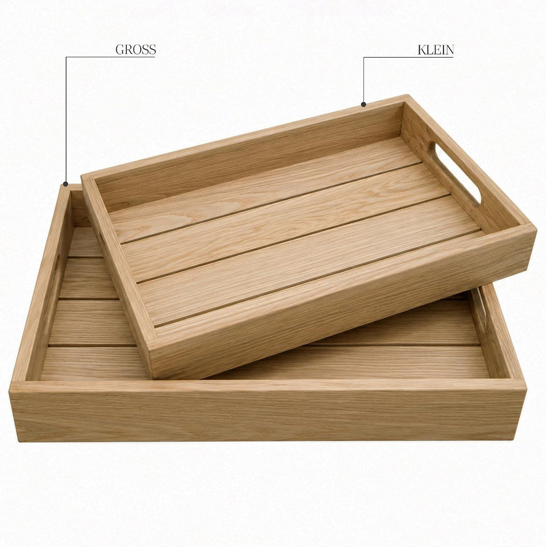 Eichentablett aus Massivholz – Serviertablett aus Eiche mit hohem Rand – Wahlweise 55 x 40 x 8 cm od