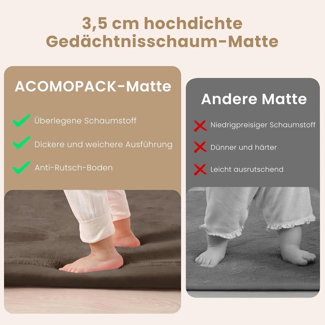 ACOMOPACK Baby Spielmatte aus 3,5 cm dickem Memory-Schaumstoff, 127 x 188 cm, Kinder Laufstallmatte