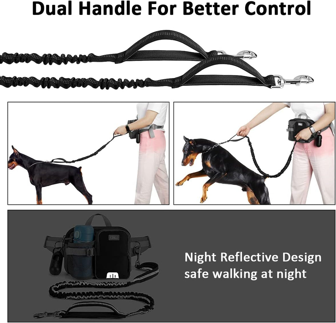 ETACCU Joggingleine Hunde mit Bauchgurt, Freihandleinen für Hunde, Jogging Hundeleine für grosse und