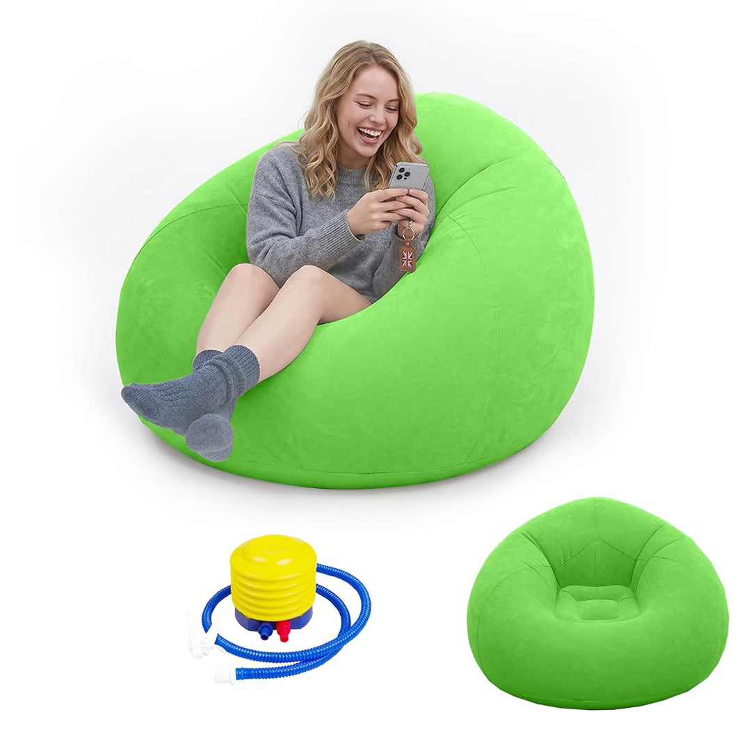 aufblasbarer Bean Bag Sessel 105x105x60cm bis 150kg aus dickwandigem wasserfestem PVC, inklusive Han