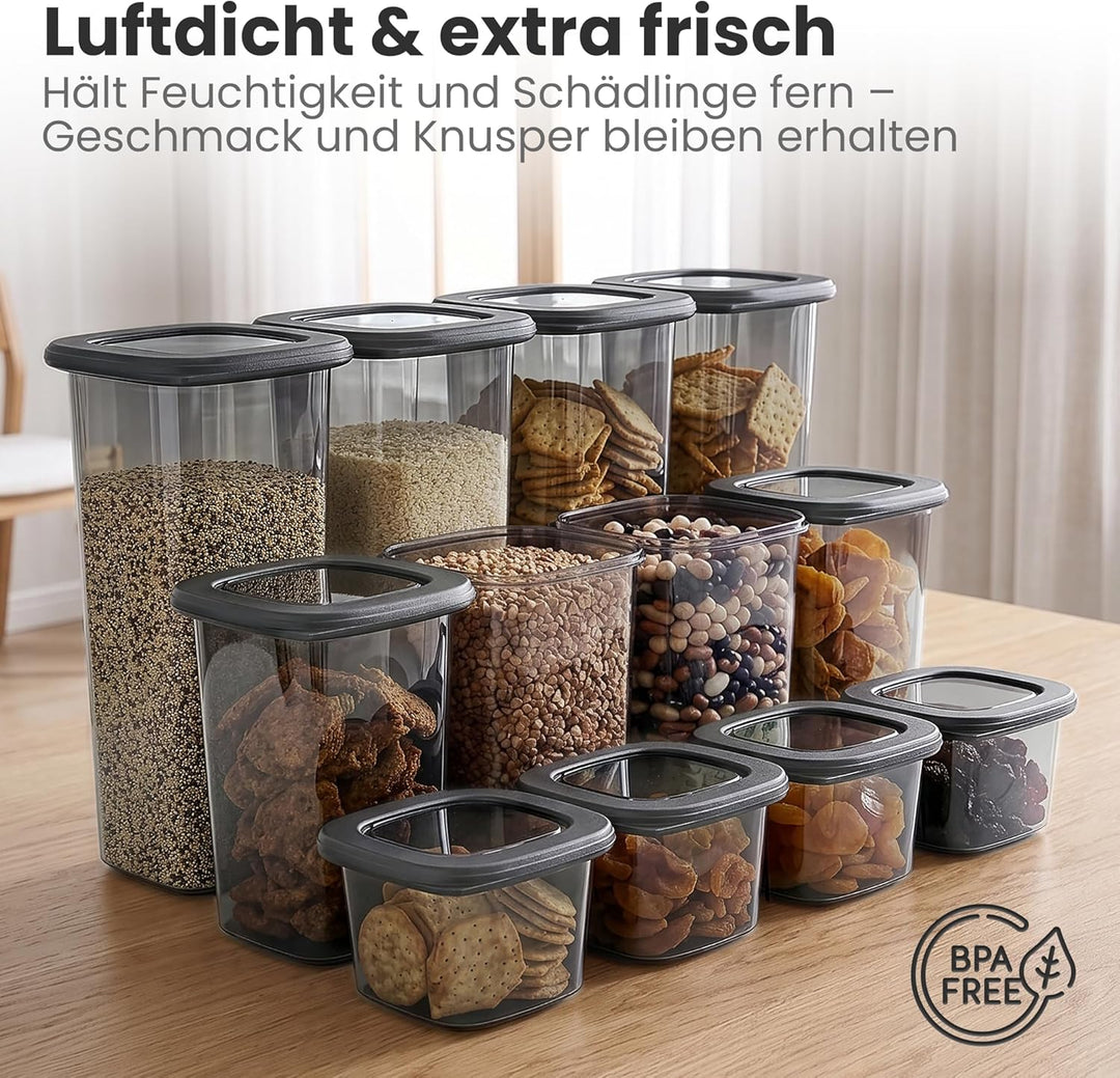 Lemontree Vorratsdosen mit Deckel Luftdicht – 3 Grössen (550/1200/ 1750 ml) – Stapelbare Aufbewahrun
