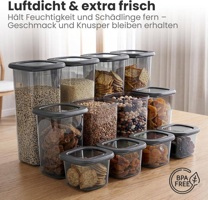 Lemontree Vorratsdosen mit Deckel Luftdicht – 3 Grössen (550/1200/ 1750 ml) – Stapelbare Aufbewahrun
