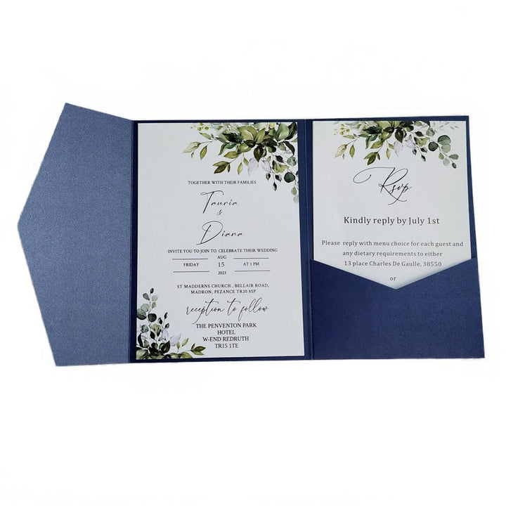 MillaSaw Einladungskarten blau 5 x 7 cm mit Umschlag für Hochzeit Brautdusche Geburtstag Dankeskarte