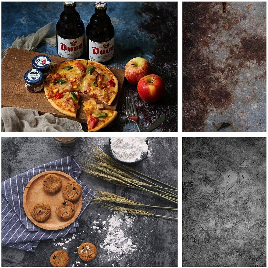 Selens 3 Stück 2 in 1 Hintergrund Marmor Mehrfarbig Holzmaserung und Betonzementwand 56x88cm Flat La