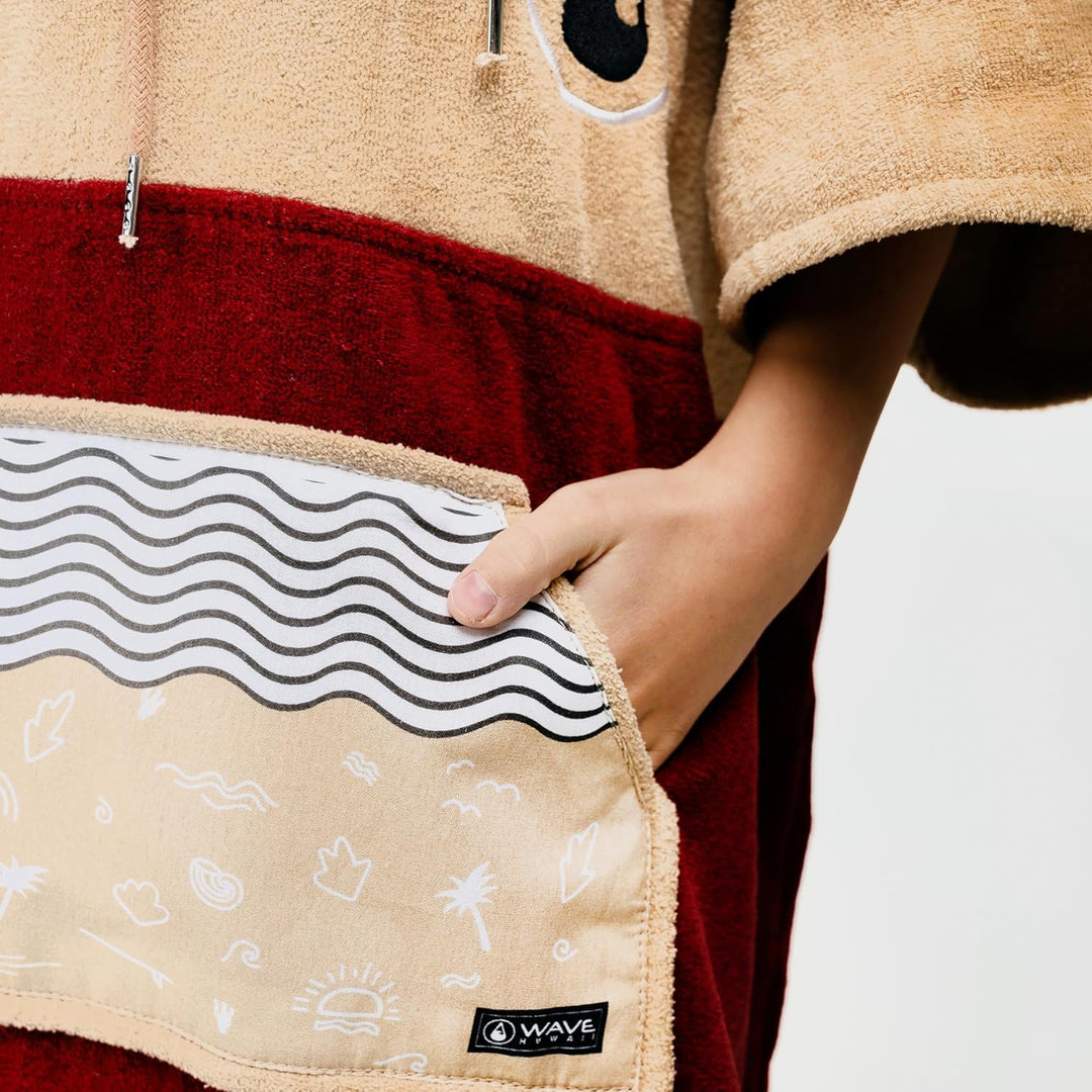 WAVE HAWAII Dunas Surfponcho für Körpergrössen von 120-150 cm Poncho 100% ÖKO Baumwolle Umkleidehilf