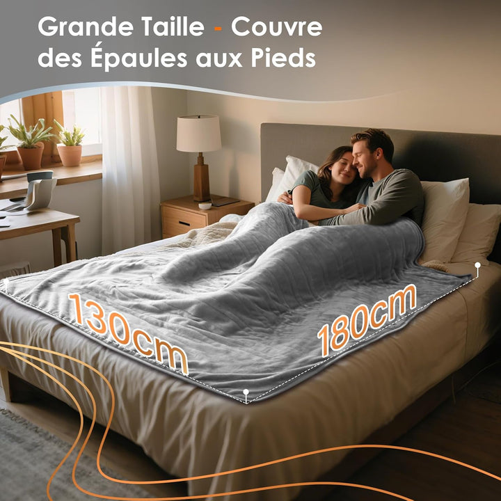 Ecliptron Heizdecke 180x130 cm, heizdecke mit abschaltautomatik, 9 Heizstufen und 10 Stunden Auto-Of
