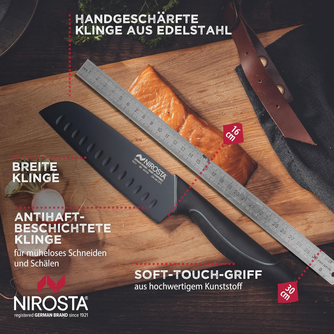 Santoku Messer Wave 30 cm – Hochwertiger Edelstahl – Santokumesser in Profi-Qualität für Gemüse, Fle
