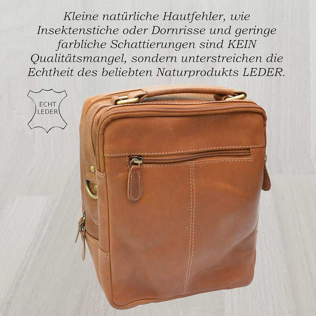 flevado Naturbelassene Leder Schultertasche Umhängetasche Unisex Büffelleder Tasche Hellbraun