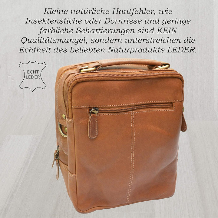 flevado Naturbelassene Leder Schultertasche Umhängetasche Unisex Büffelleder Tasche Hellbraun