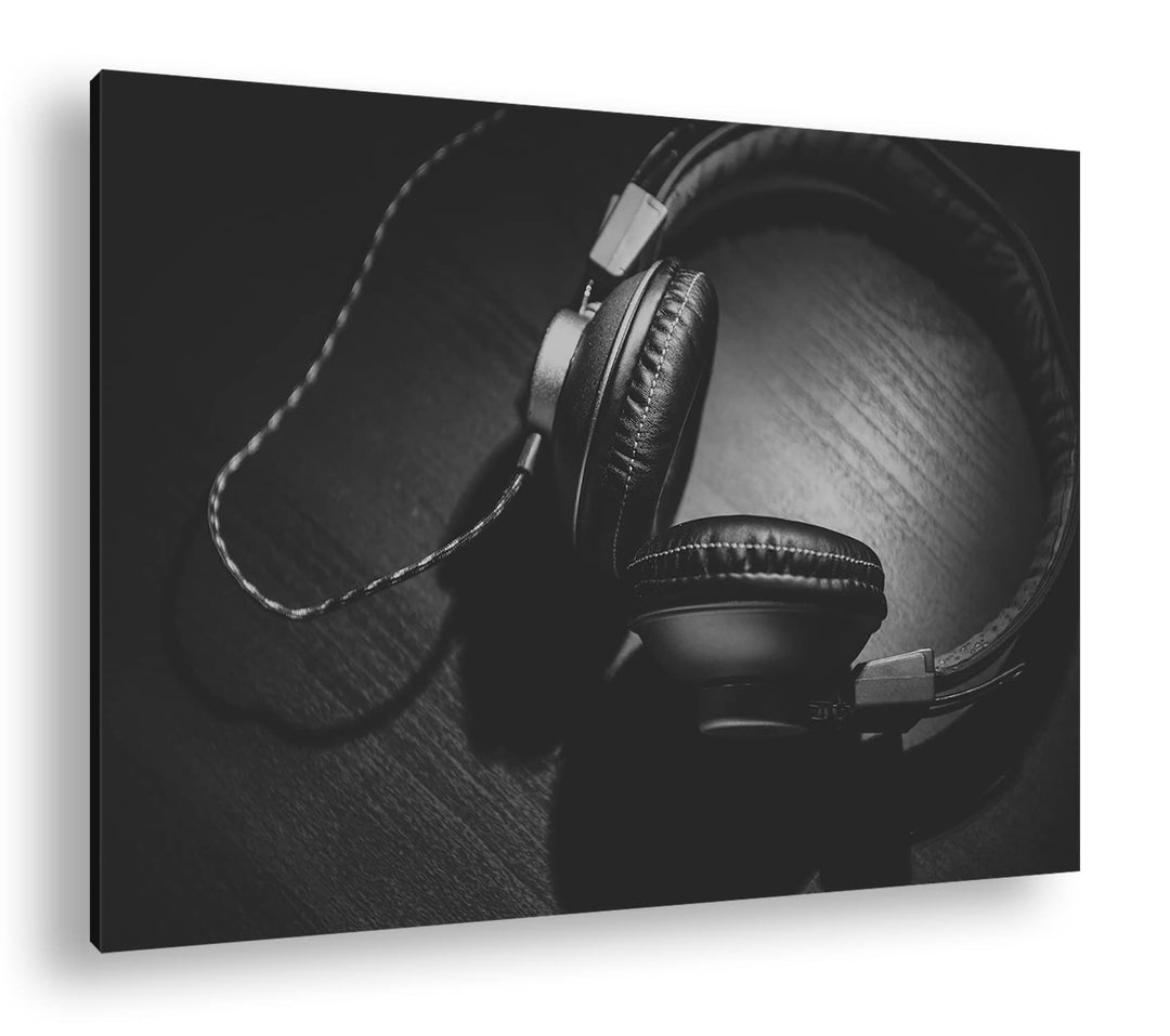 deyoli Stereo Audio Kopfhörer Format:75x50 cm als Leinwandbild, Motiv fertig gerahmt auf Echtholzrah