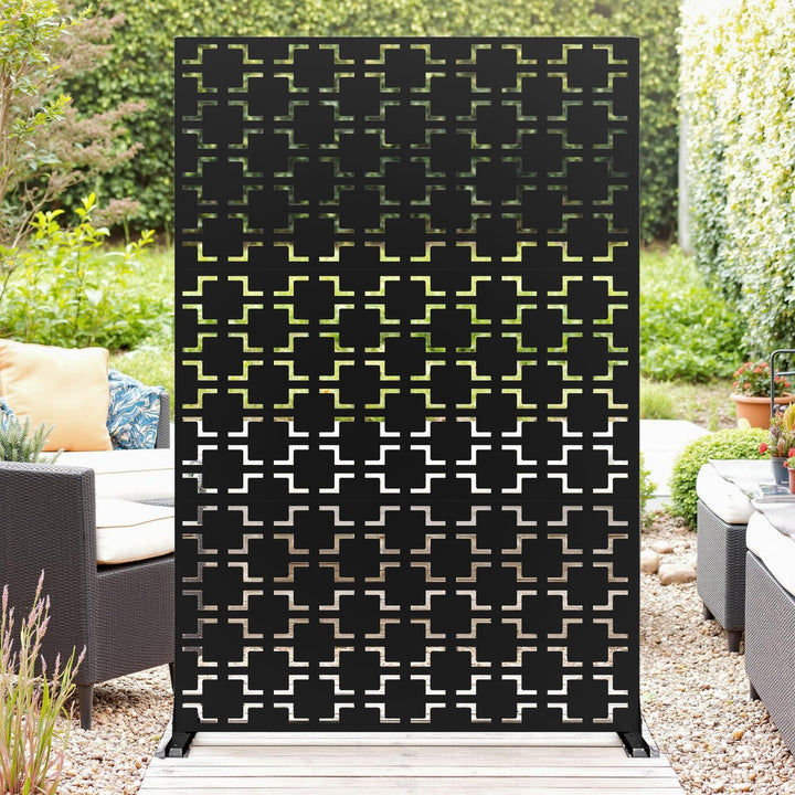 Paravent Outdoor, 120x180cm Freistehender Sichtschutz aus Stahl, Windschutz für Terrasse und Garten,